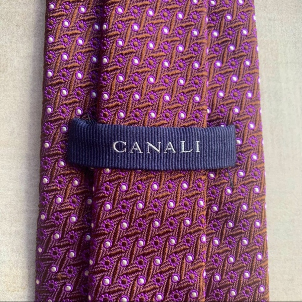 Canali GORGEOUS Purple & Brown Silk Tie
